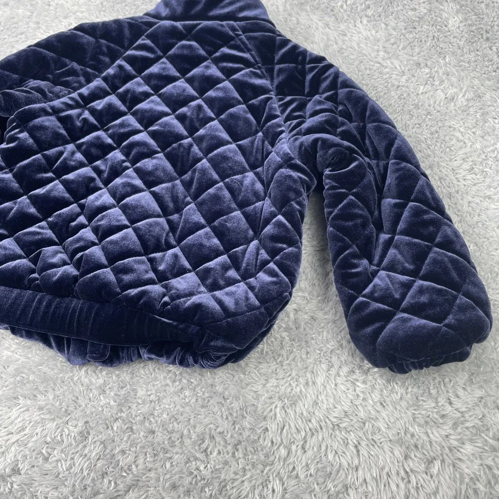 Baby Gap Baby Girl Velvet Quilted‎ Flight Jacket 3 Years Navy Blue Toddler